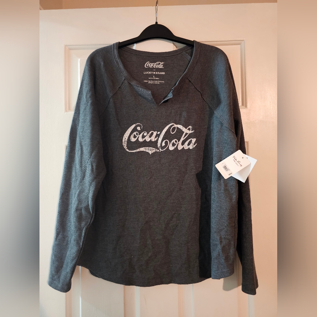 Lucky Brand CocaCola Charcoal Long Sleeve Tee Lucky Brand CocaCola Charcoal Long Sleeve Tee